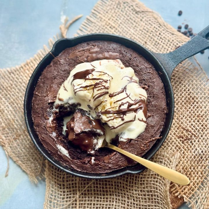 One Bowl Single Serve Fudgy Brownie Skillet