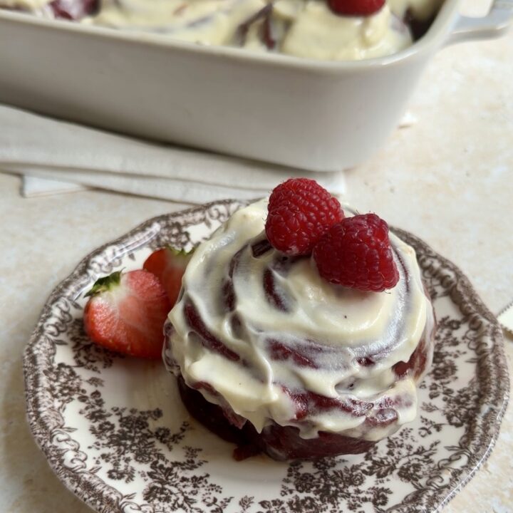 Red Velvet Cinnamon Rolls with Cream Cheese Frosting
