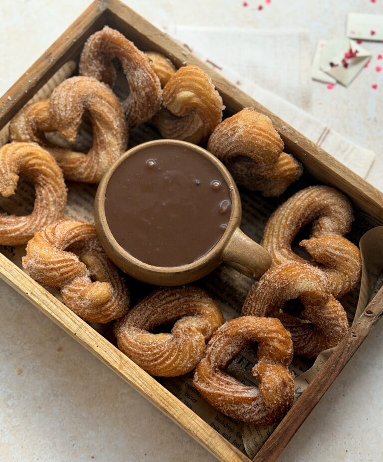 Heart Churros with Chocolate Dulce de leche sauce