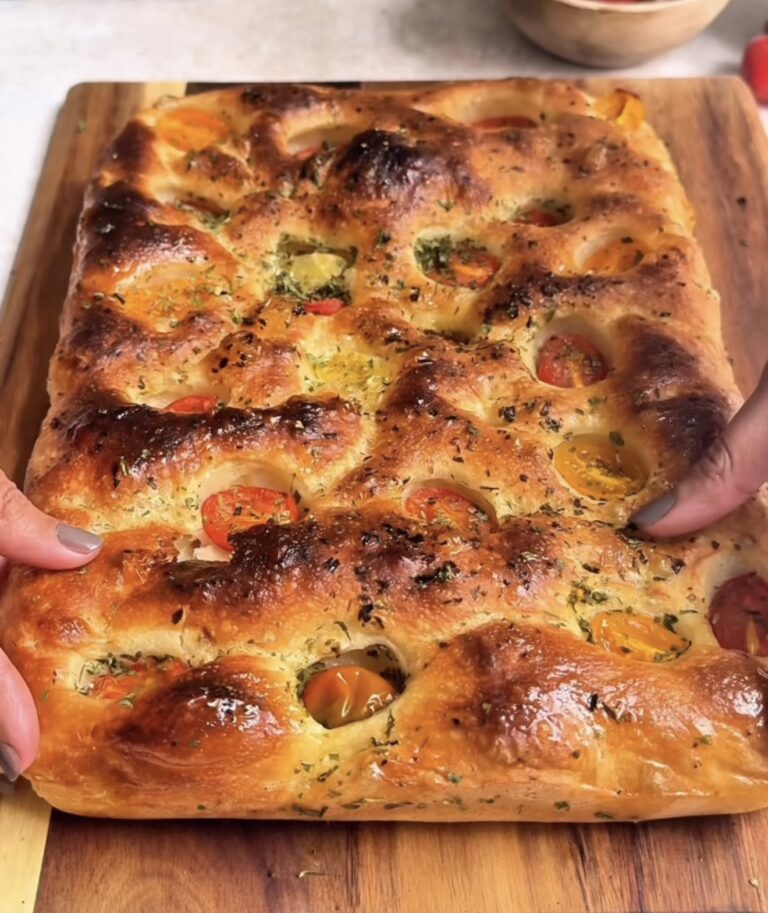 No Knead Tomatoes & Herbs Focaccia (Same Day) 