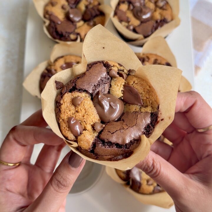 Nutella-Stuffed Brookie Muffins