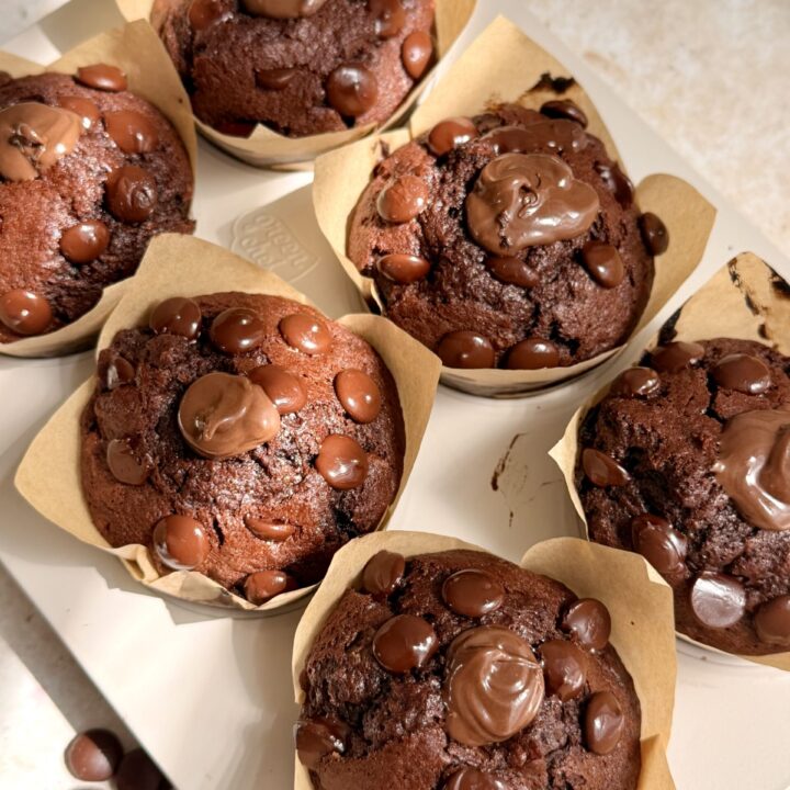 Nutella Stuffed Double Chocolate Banana Bread Muffins